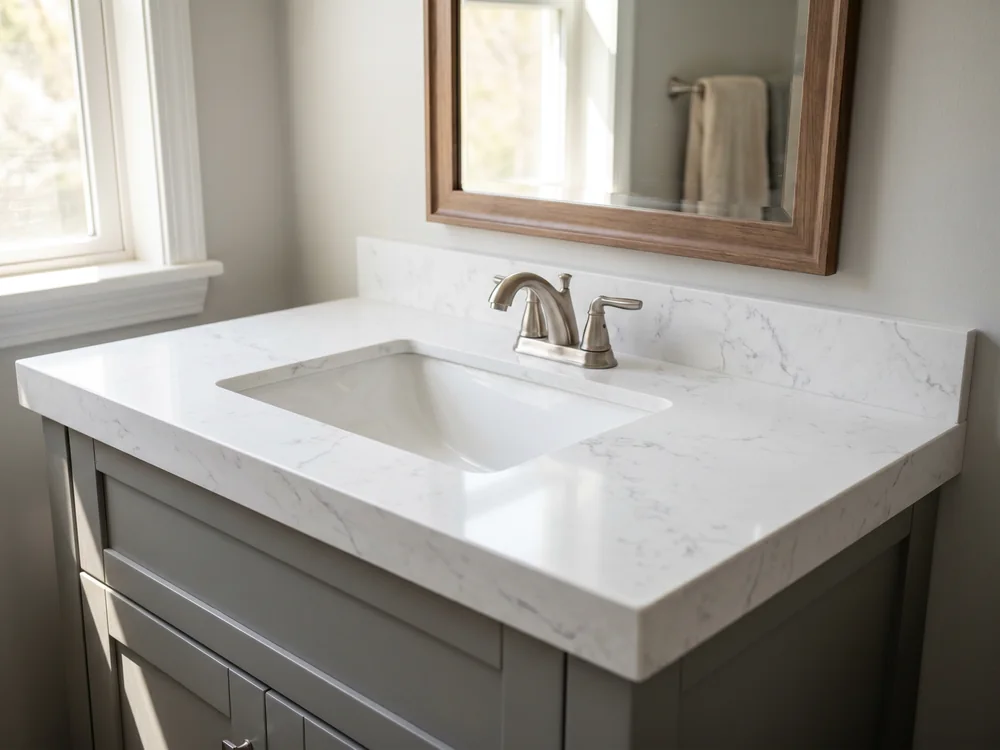 Bathroom vanity with quartz countertop and undermount sink
