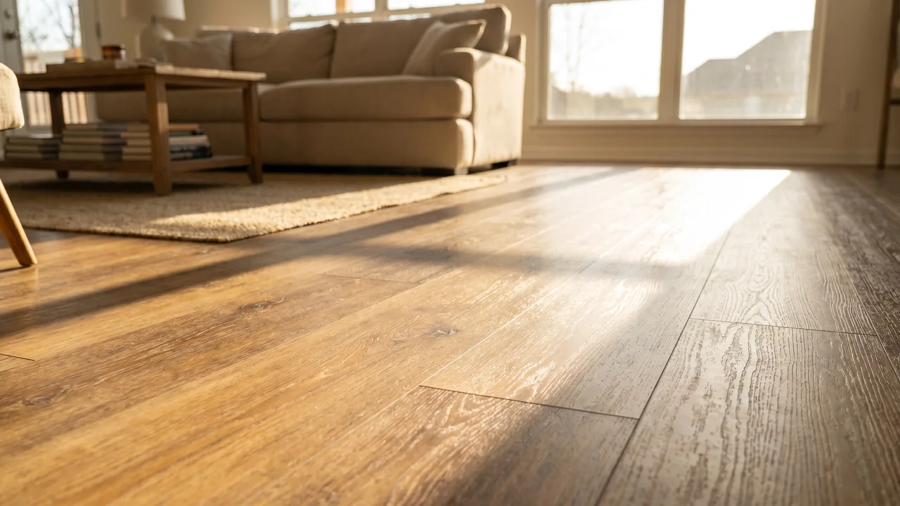 Living room with luxury vinyl plank flooring